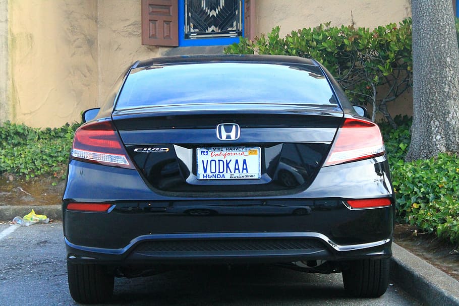 auto, vodka, california, license plate, honda, civic, mode of transportation