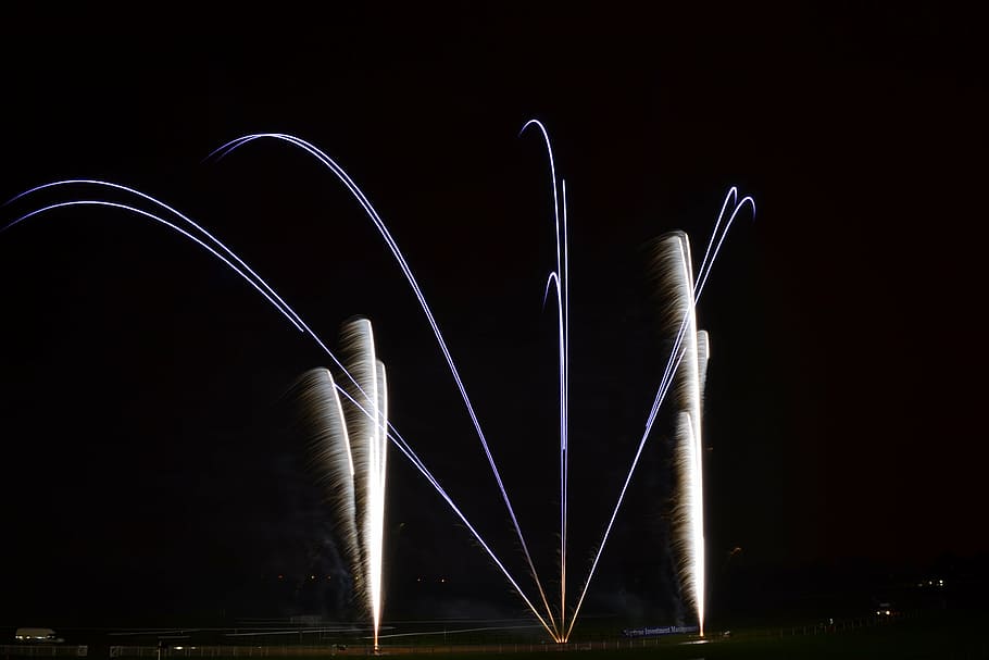 simple, explosion, light, night, pyrotechnics, illuminated HD wallpaper