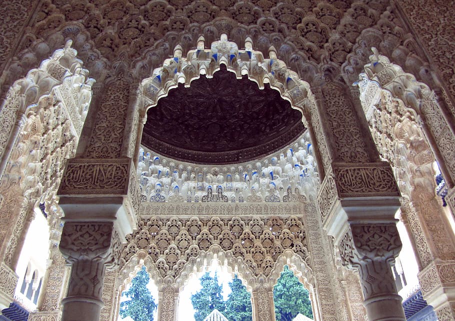 Alhambra, Spain, Andalusia, Patio, granada, architecture, source, HD wallpaper