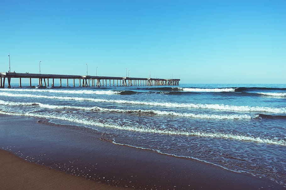 wooden dock on beack, dove, beach, pier, sand, shore, water HD wallpaper