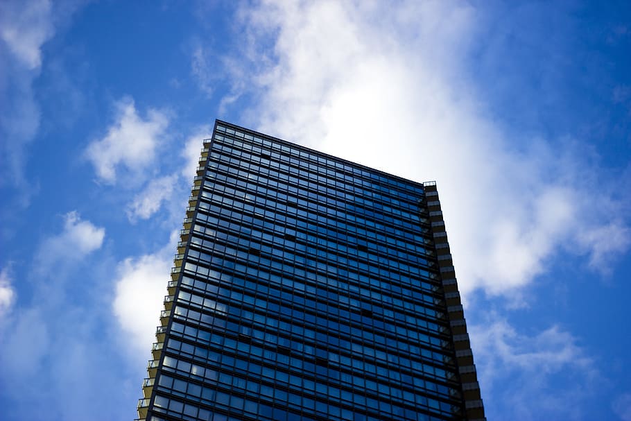 building, windows, balconies, high rise, architecture, blue HD wallpaper