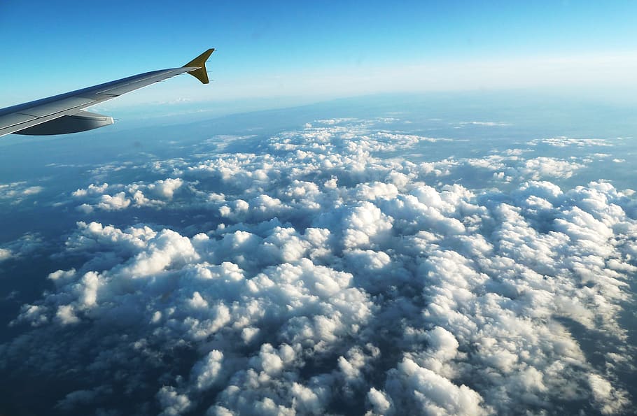 window plane view, Wing, Aircraft, Cloud, Clouds, Sunset, sky HD wallpaper
