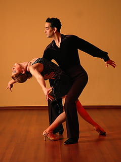 man and woman dancing on floor, dance, ballroom, elegance, style HD wallpaper