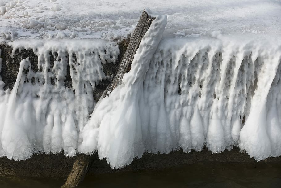 waters, winter, ice, icicle, snow, frozen, cold temperature HD wallpaper