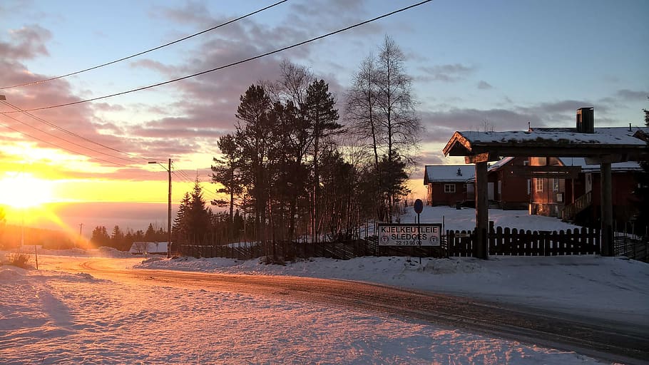 winter, sun, norway, sky, clouds, twilight, scandinavia, landscape HD wallpaper