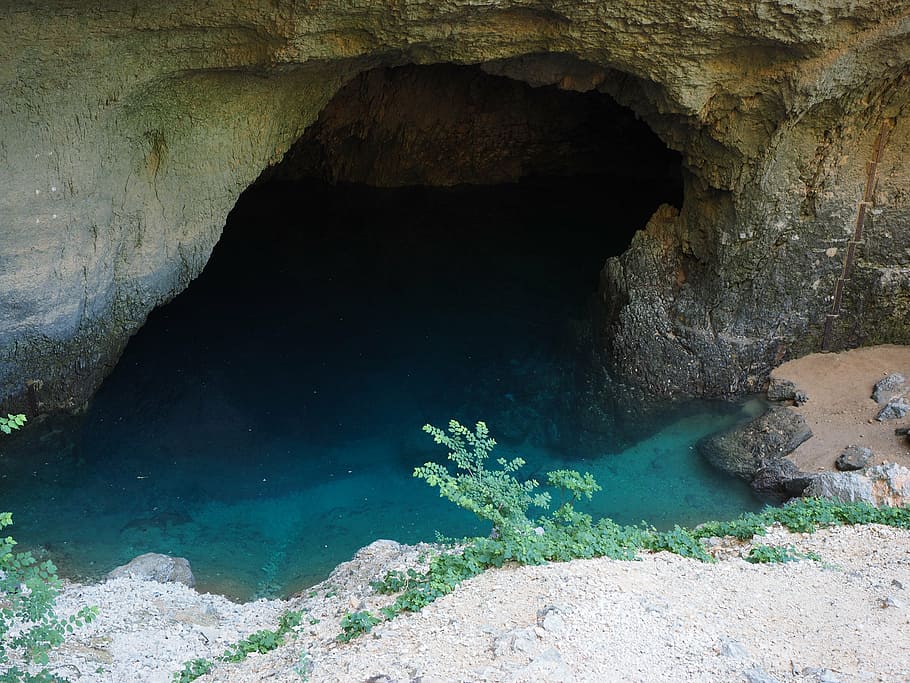 source de la sorgue, spring, water cave, river, source of sorgue, HD wallpaper
