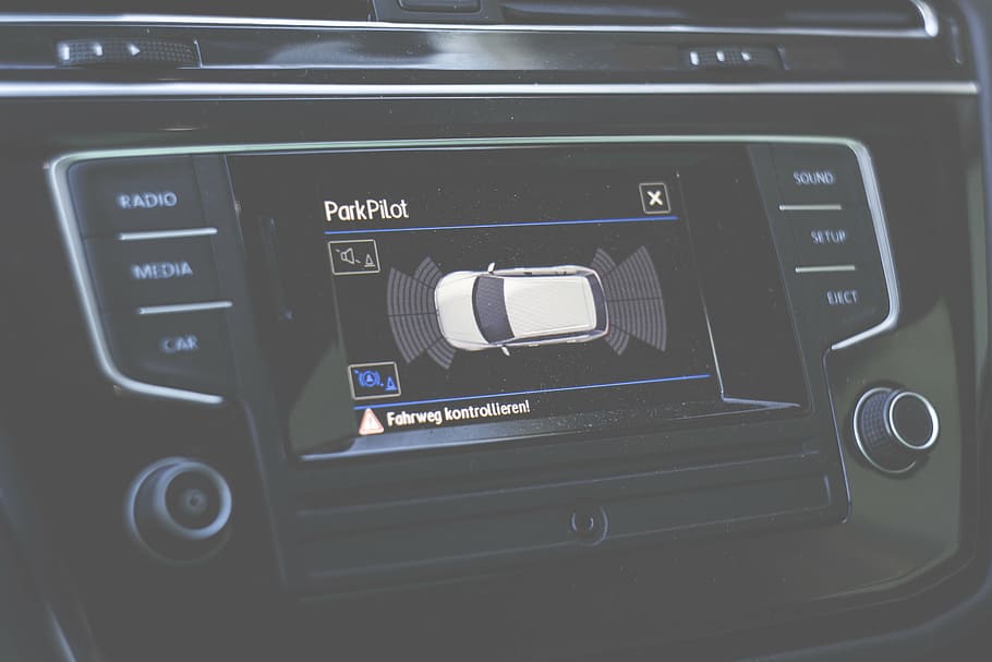 buttons, car, dashboard, indicator, parkpilot, technology, music