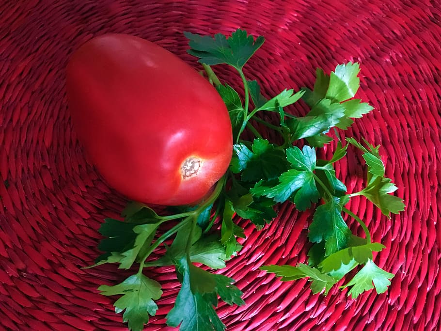 Tomato, Parsley, Herbs, Healthy, red, fruit, riconaturaleza HD wallpaper