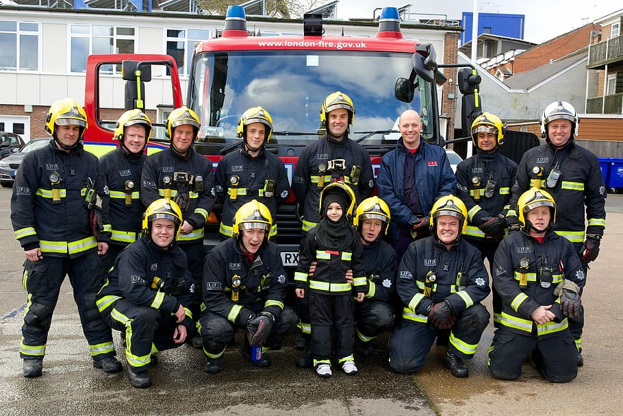fireman, service, portrait, looking at camera, group of people HD wallpaper