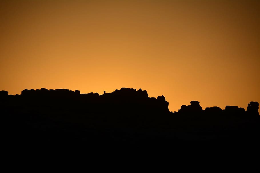 silhouette, sky, sunrise, sunset, nature, dusk, outdoors, beauty in nature HD wallpaper