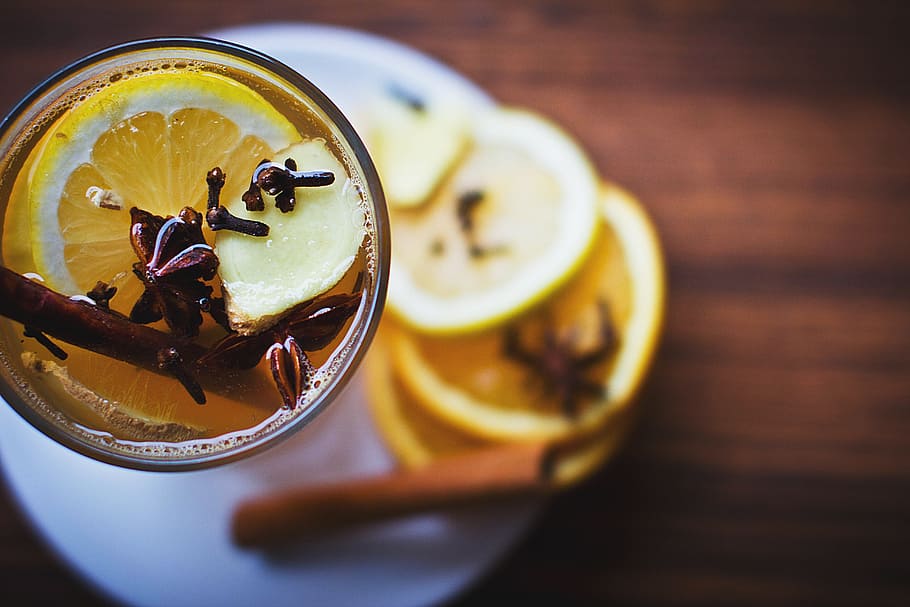 lemon, drinks, cinnamon, food and drink, indoors, freshness HD wallpaper