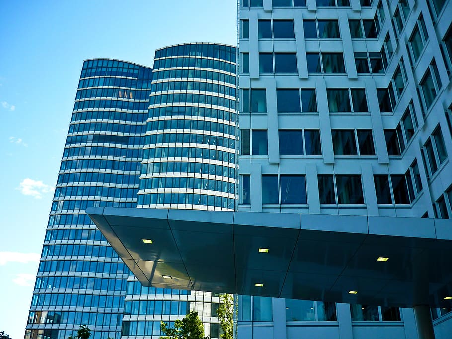 architecture, modern, building, skyscraper, bluish, facade HD wallpaper