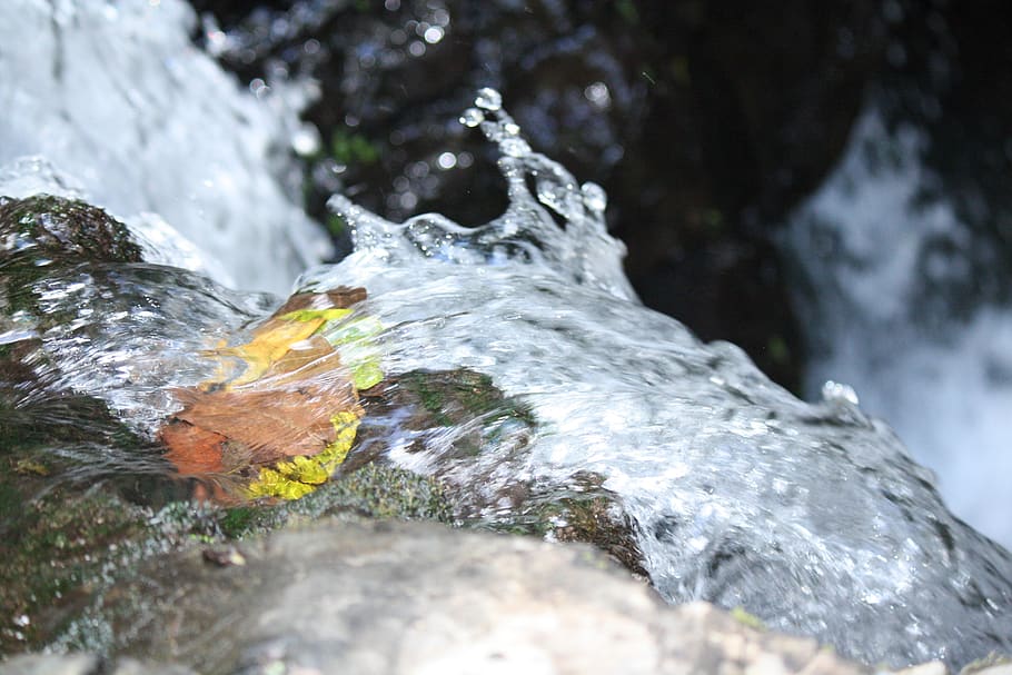water, nature, river, waterfall, rock, rock - object, solid HD wallpaper