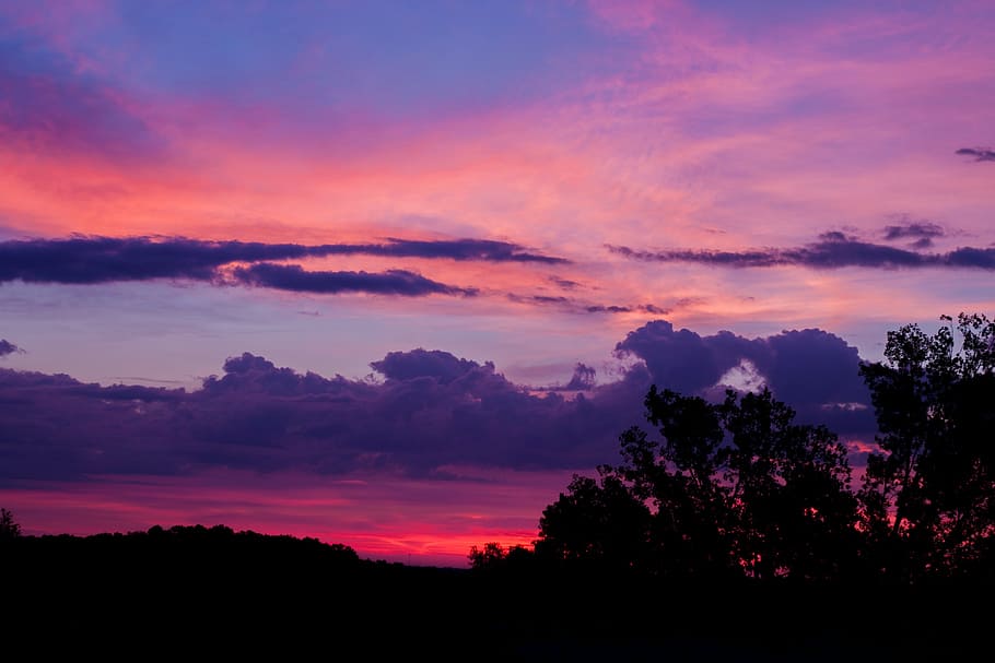sky, clouds, dark, sunset, nature, cloud - sky, tranquility HD wallpaper