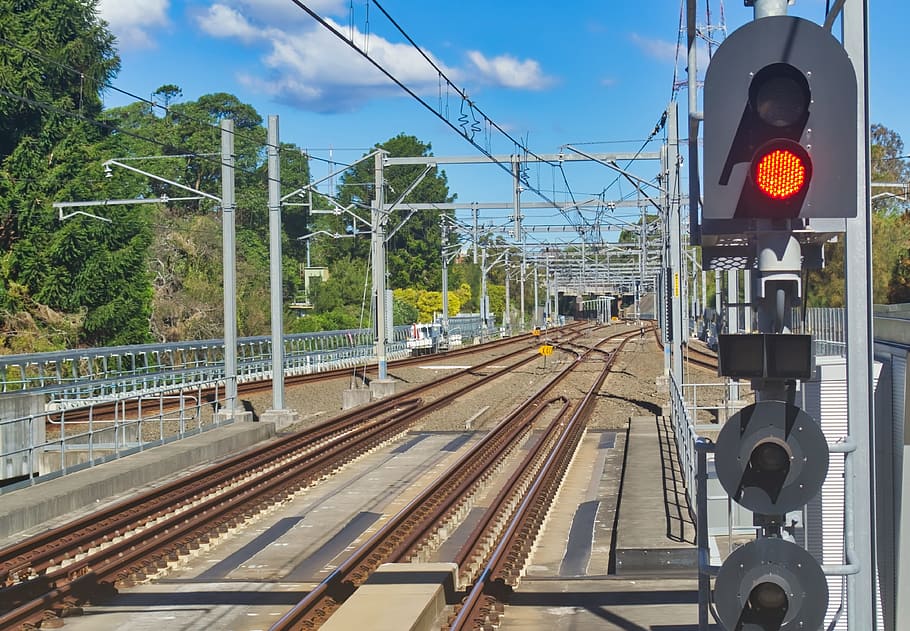 railroad tracks, train line, sleeper, rail transportation, public transportation HD wallpaper