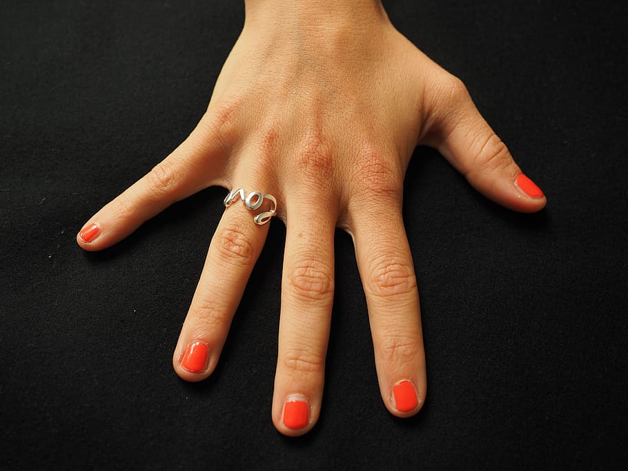 person showing silver-colored ring, finger ring, jewellery, love