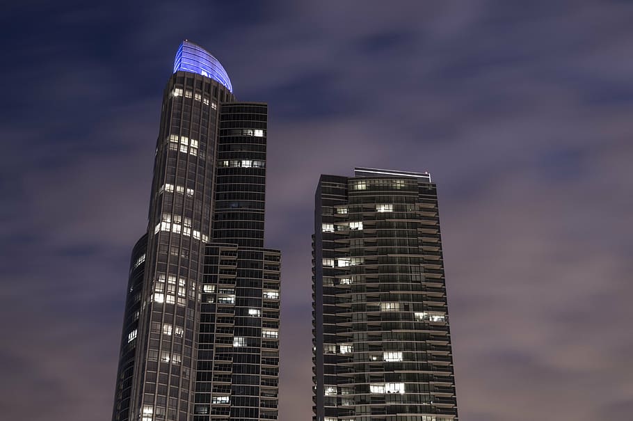 sky, tower, architecture, building, blue, city, construction HD wallpaper