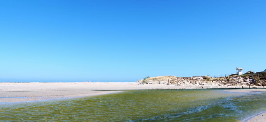 beach, sand, lagoon, sea, sky, coastline, summer, blue, nature HD wallpaper