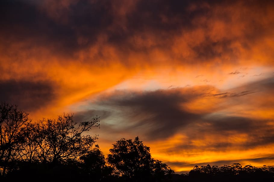 sunset cloud photo, sky, clouds, orange, grey, dramatic, australia HD wallpaper