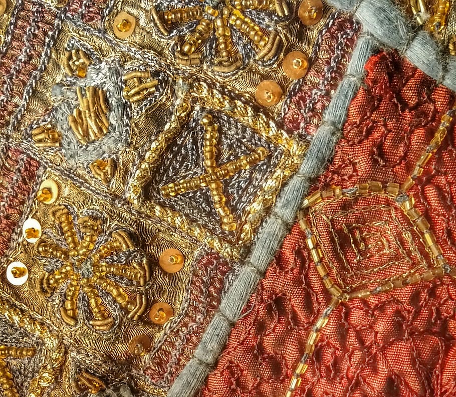 texture, textile, beading, fabric, beads, handmade, handcraft HD wallpaper
