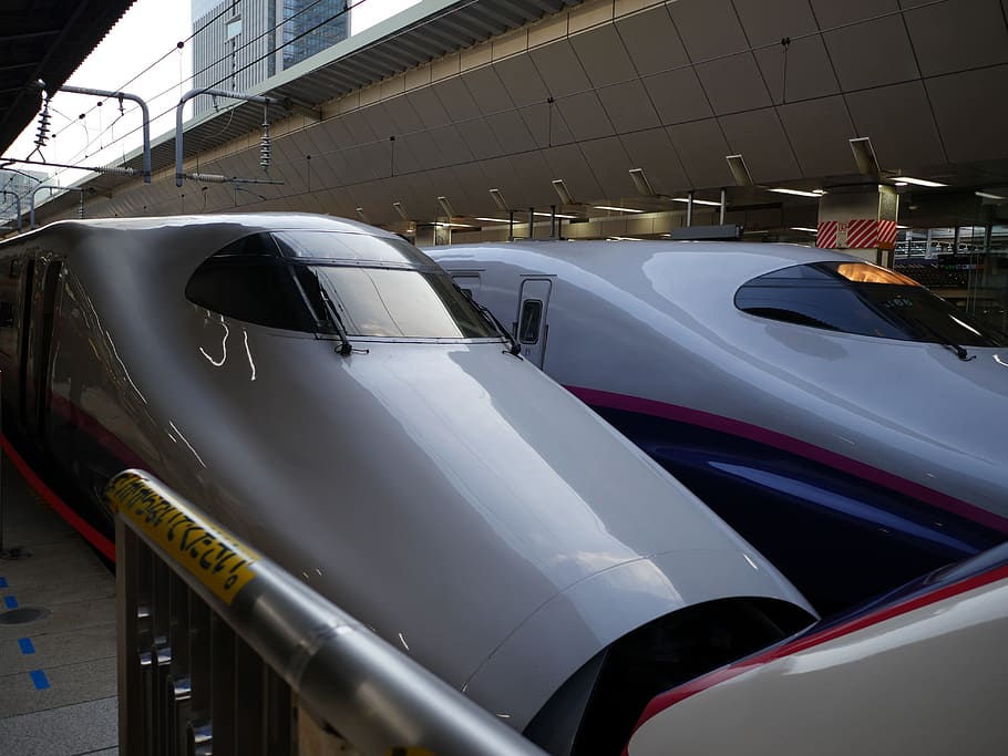 bullet train, tokyo station, tohoku shinkansen, mode of transportation, HD wallpaper
