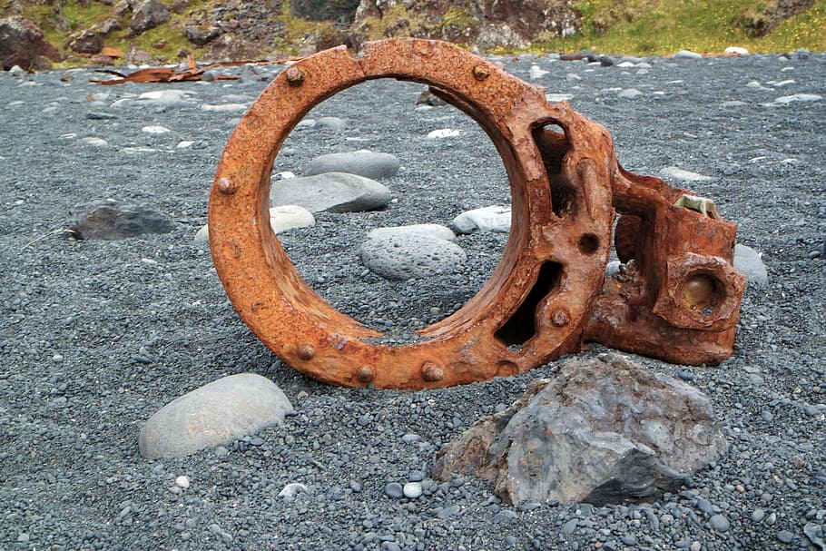 rust, wreck, boat, iceland, beach, pebbles, memories, rusty HD wallpaper