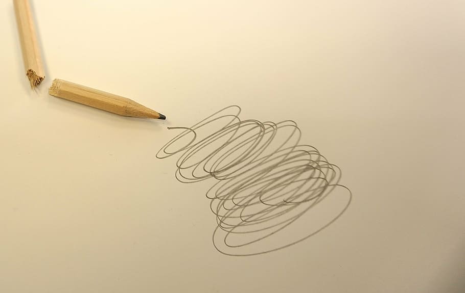 spiral sketch, pencil, scribble, broken, draw, press up, indoors