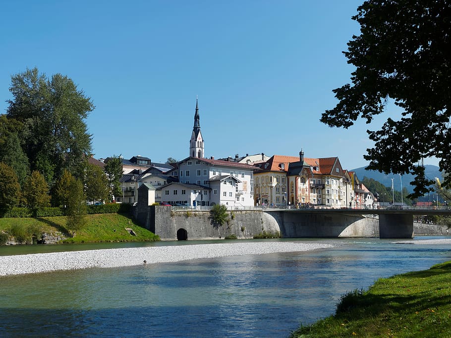 bridge, isar, bad-tölz, bavaria, germany, river, rapids, alps HD wallpaper