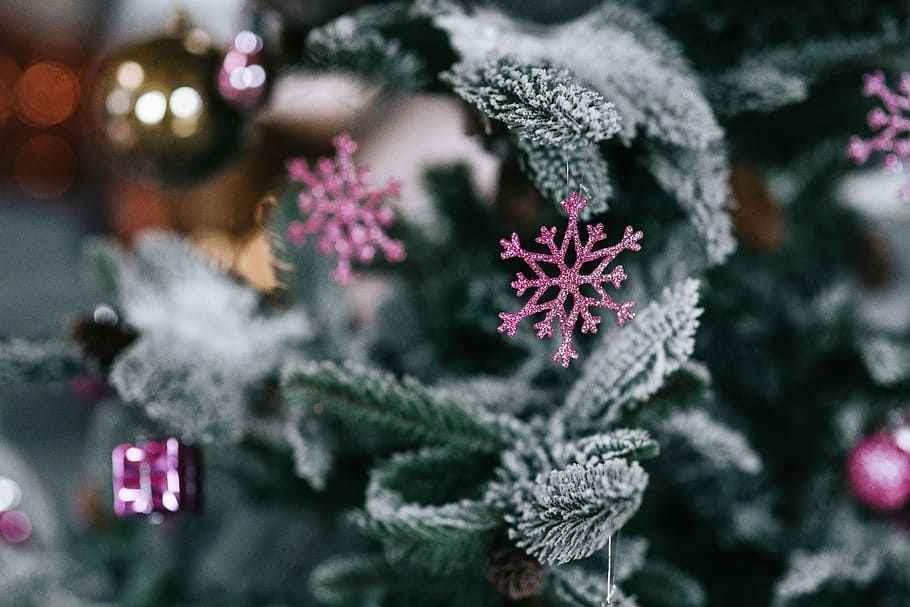 Christmas tree decorations, Christmas balls, xmas, winter, snow