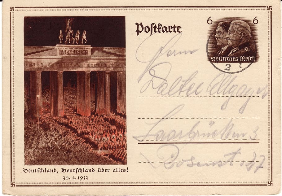 postcard, german empire, stamp, penny, retro, 1933, germany HD wallpaper