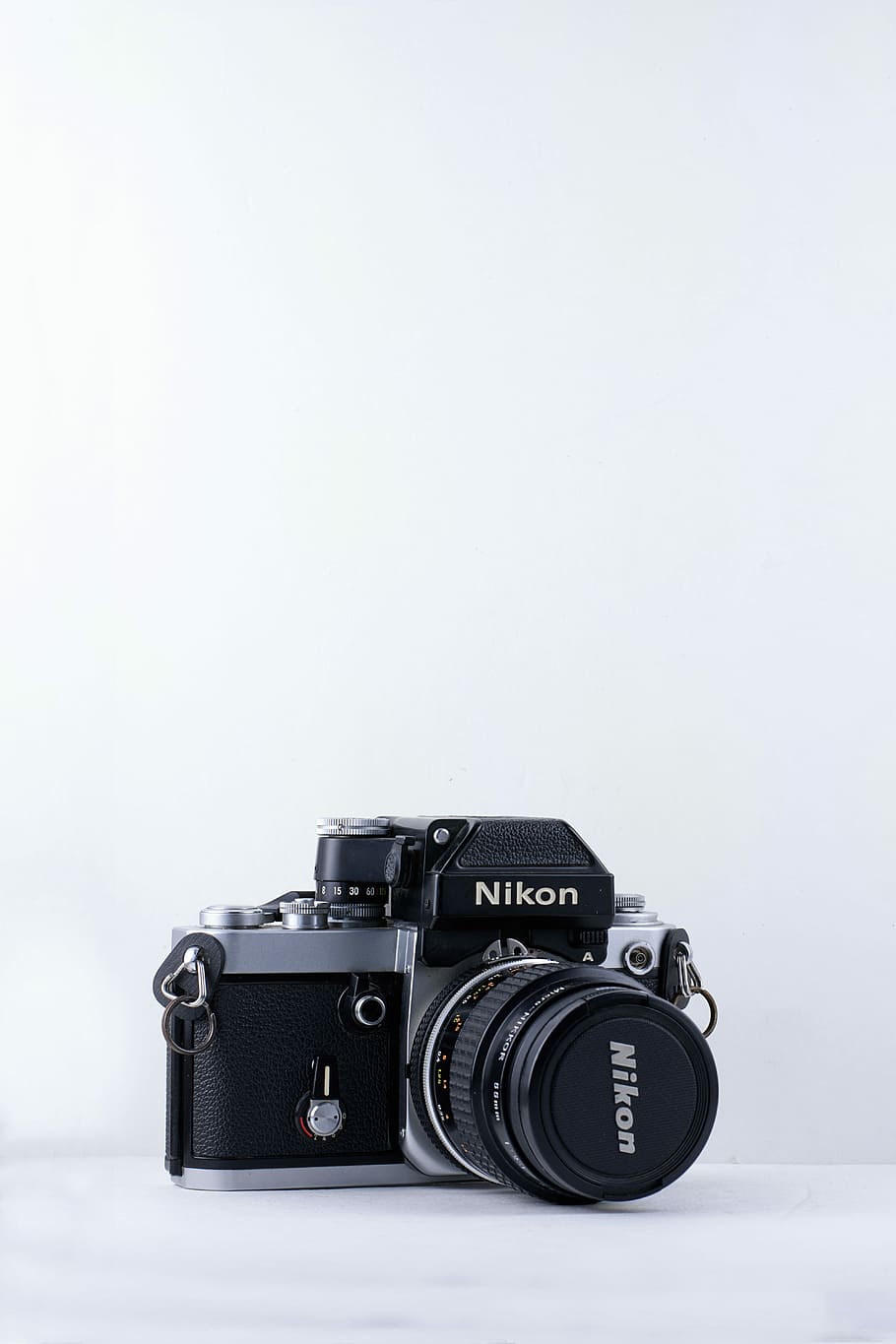 HD wallpaper: black Nikon camera against white background, black ...