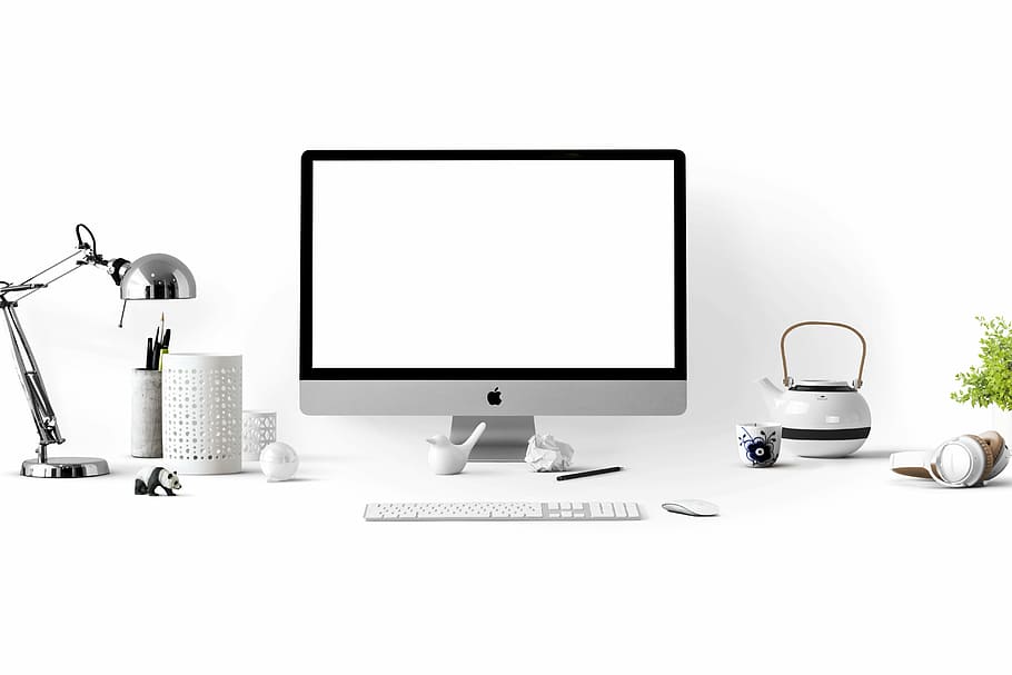silver iMac beside wireless keyboard and mouse, apple, apple devices, HD wallpaper