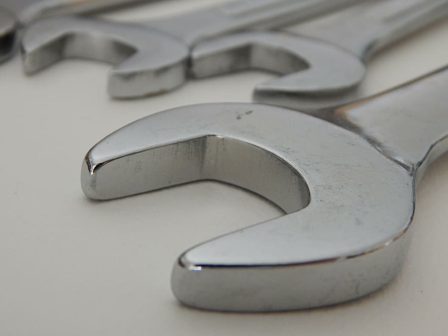 three gray open-head wrenches, tool, handyman, tools, toolbox HD wallpaper