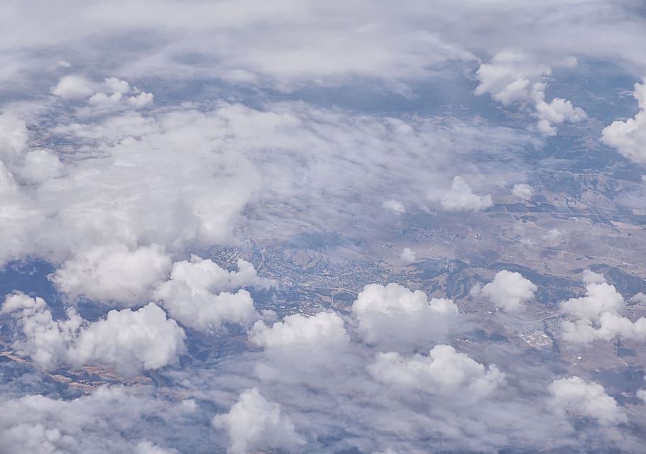 clouds, sky, aerial, mountain, cloud - sky, aerial view, environment HD wallpaper