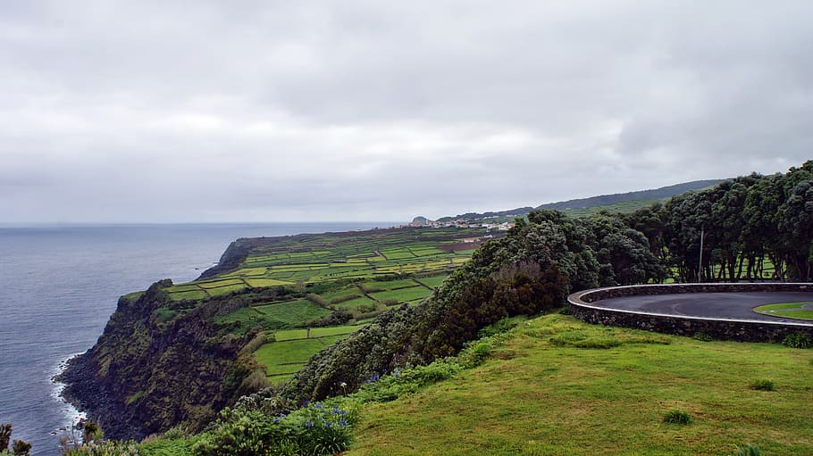 view serreta, third, azores, landscape, mar, water, cliffs HD wallpaper