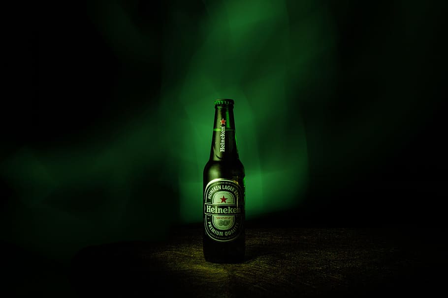 Heineken beer bottle, advertising photography, alcohol, drink
