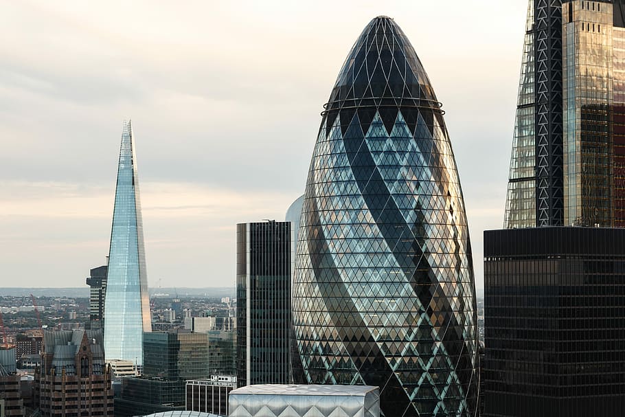 high rise buildings, photo of high rise buildings, gherkin, structure HD wallpaper