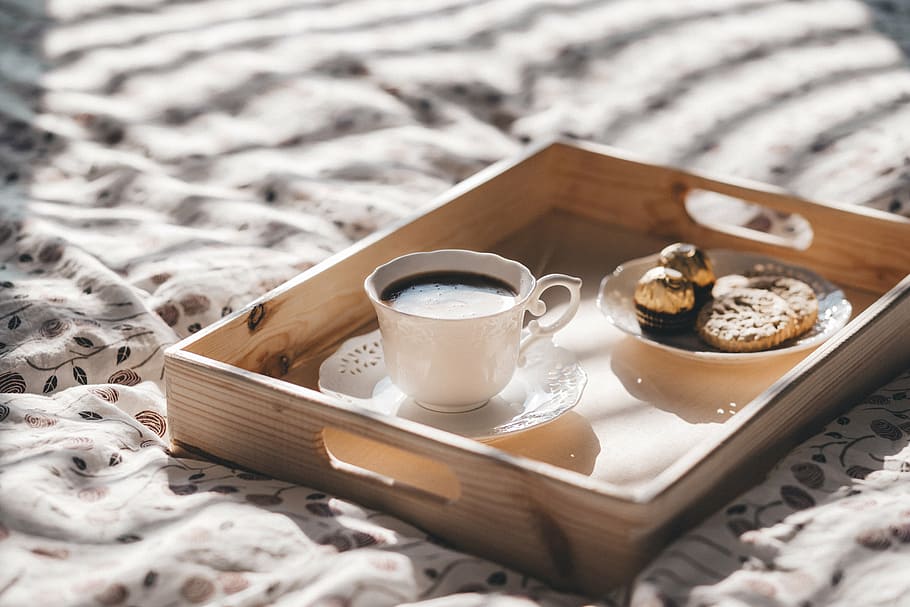 white ceramic teacup, coffee, mug, cookies, breakfast, biscuit HD wallpaper