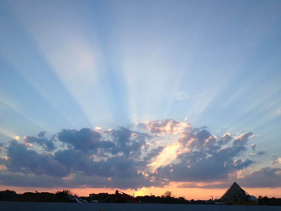 sunset, silhouette, sky, outdoor, clouds, nature, summer, dusk HD wallpaper