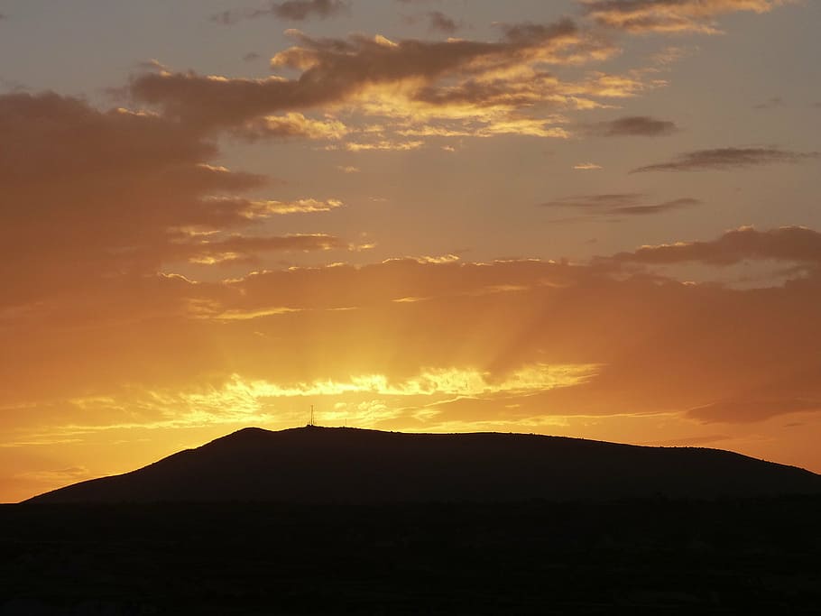 sunset, golden, mood, sunbeam, abendstimmung, sky, glow, romance HD wallpaper