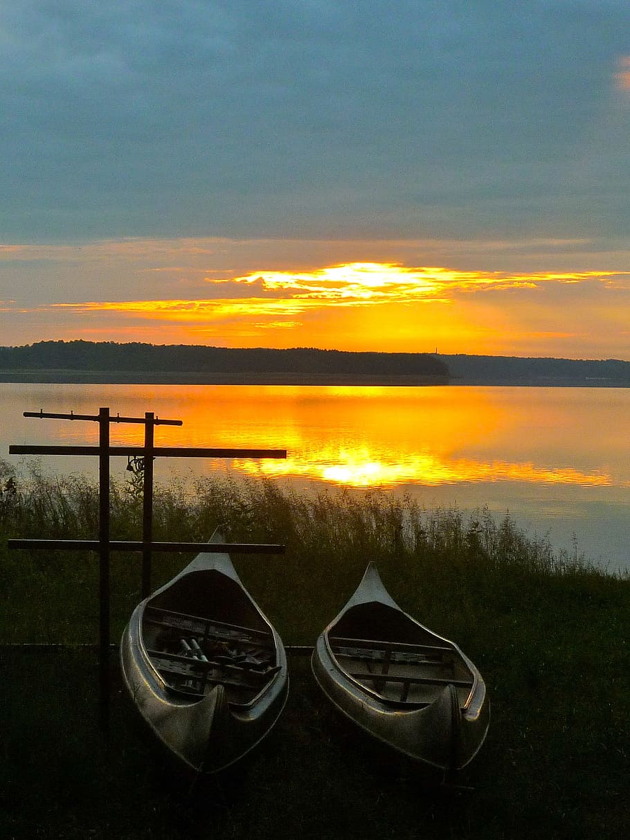 Sunset, Lake, Waters, abendstimmung, bank, romance, nature HD wallpaper