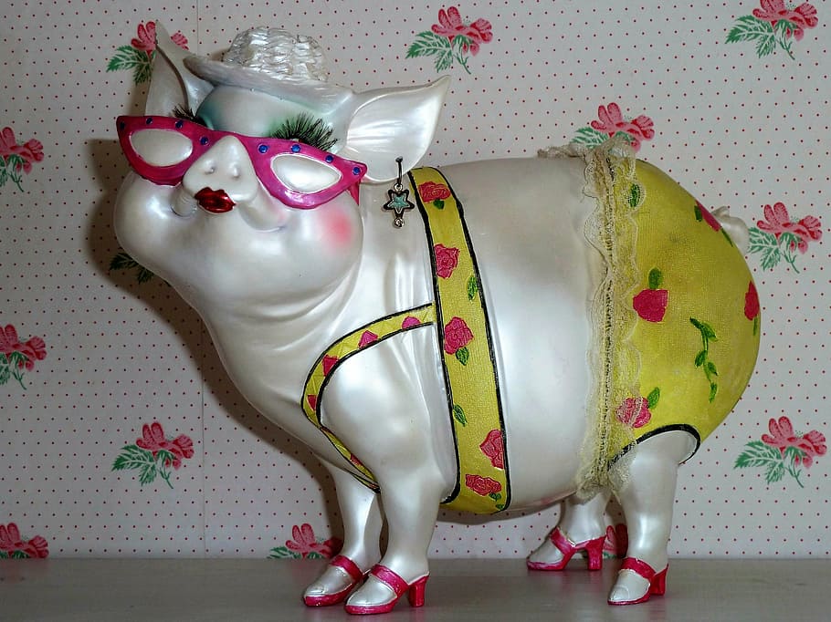 pig, save, pink, glasses, pumps, luck, party, decoration, indoors HD wallpaper