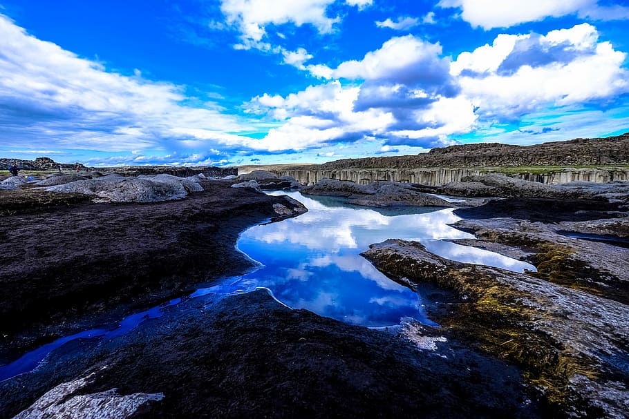 body of water near rock formation, body of water and rock formations HD wallpaper