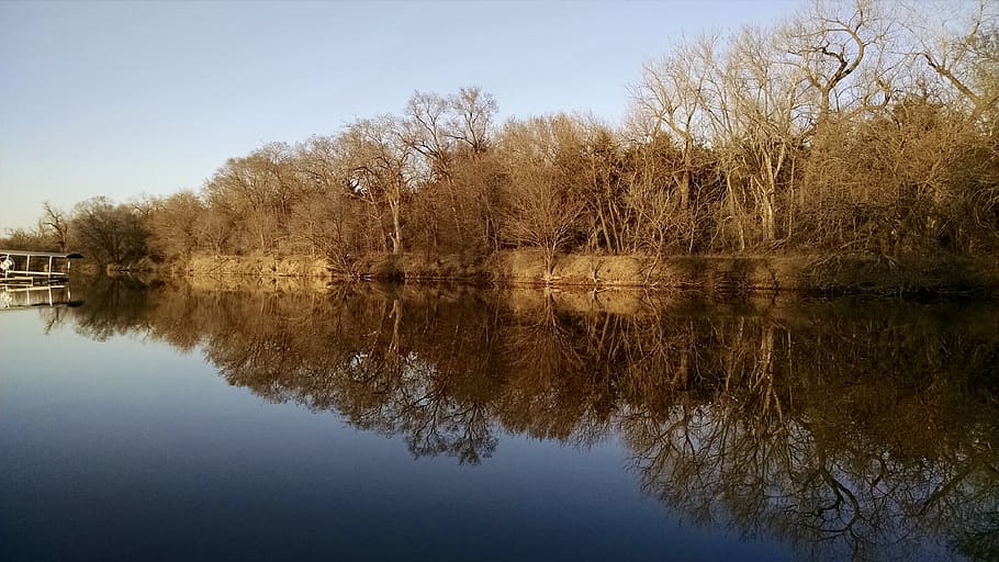 winter lake, fall lake, autumn, reflection, water, tree, tranquility HD wallpaper
