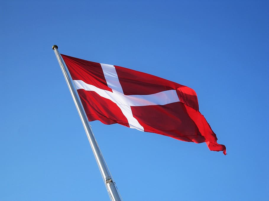 danish flag, denmark, national flag, blue sky, geflaggt, clear sky HD wallpaper