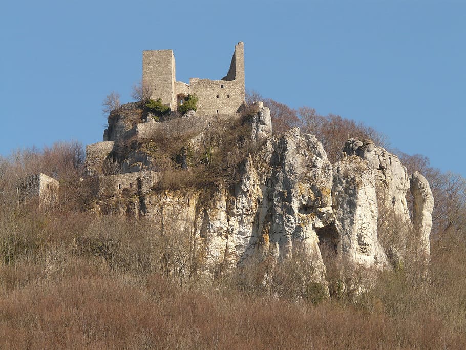 Reußenstein, Castle, Ruin, knight's castle, building, hike, HD wallpaper