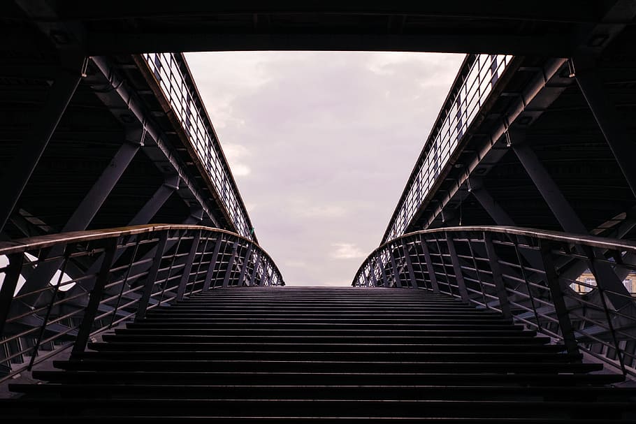 architecture, structure, footbridge, stairs, built structure HD wallpaper