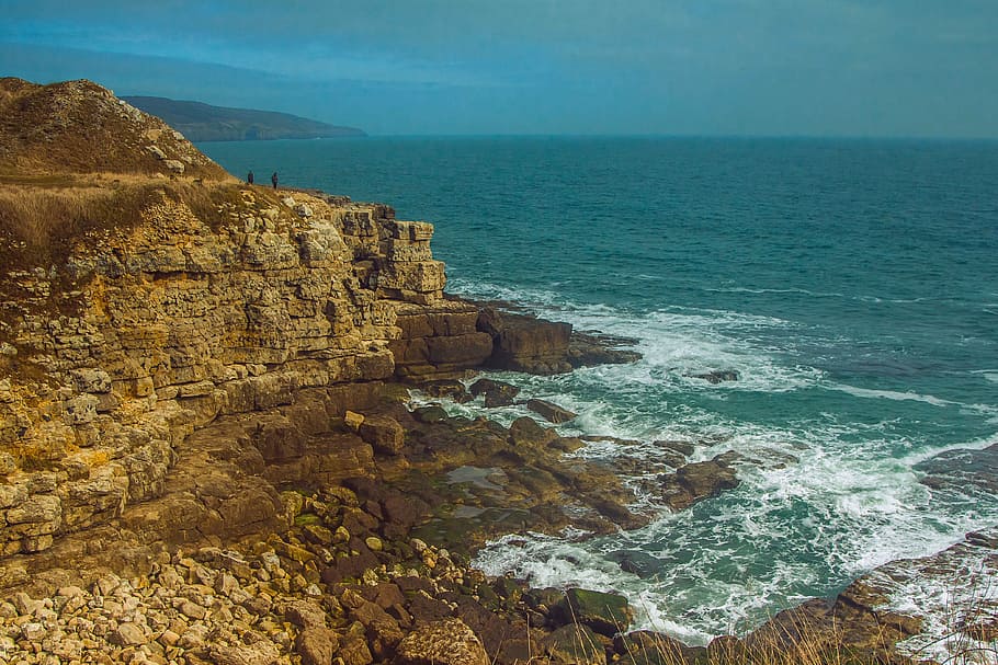 dorset, jurassic coast, ocean, sea, cliff, coastline, nature HD wallpaper