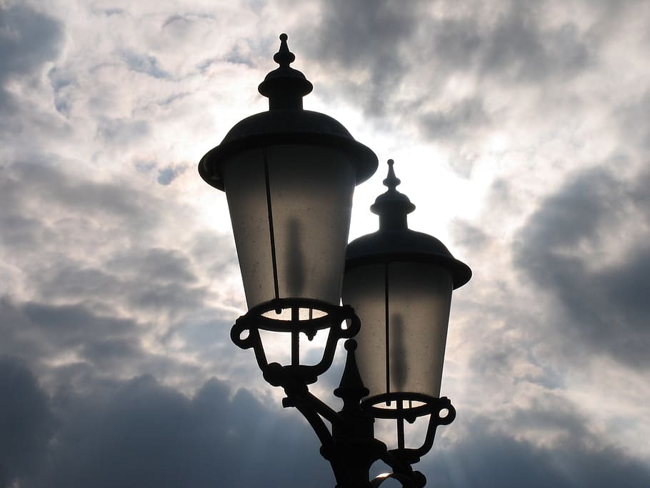 Lantern, Evening, Lamps, sky, cloudiness, clouds, lighting HD wallpaper