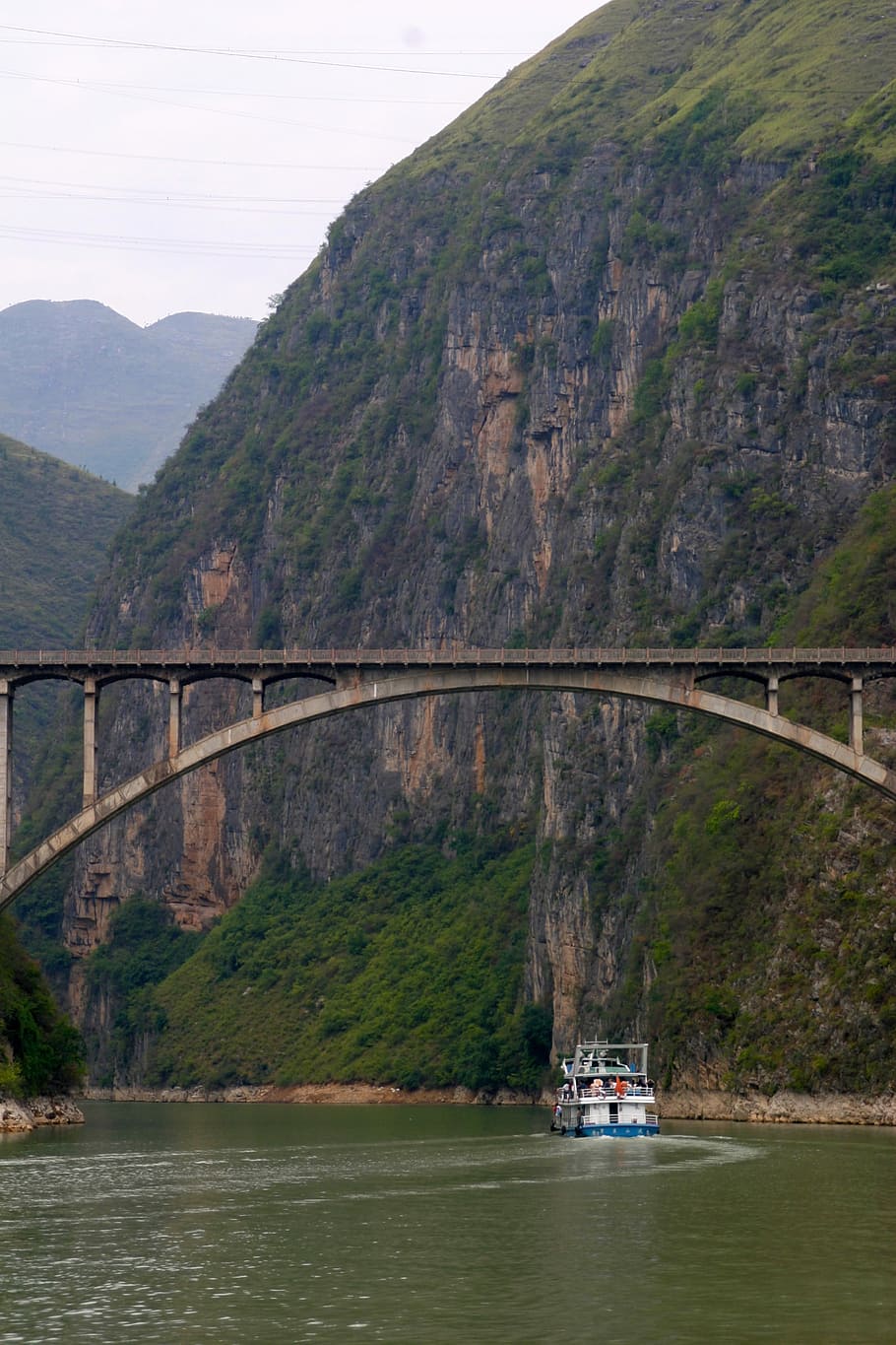 River, Gorge, Canyon, Rock, Water, landscape, mountains, bridge HD wallpaper